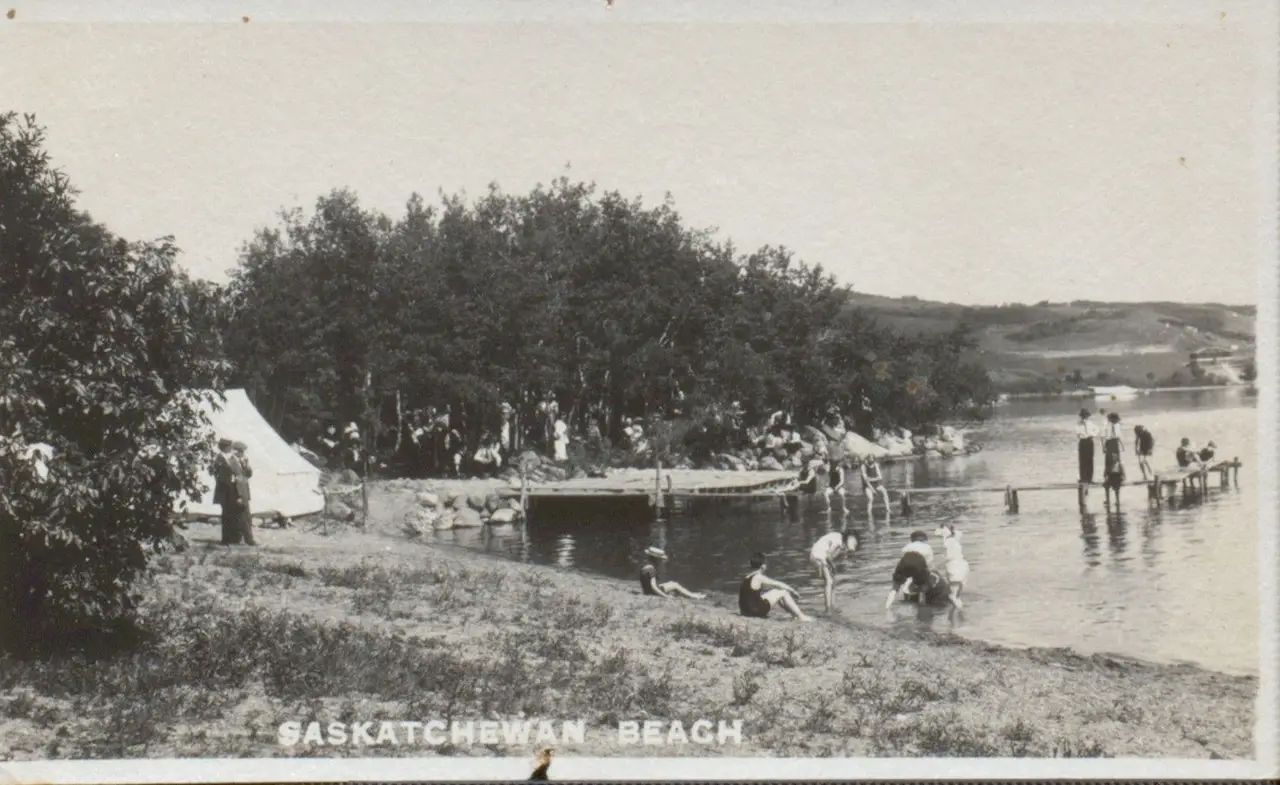 Bathers at Saskatchewan Beach, about 1920
